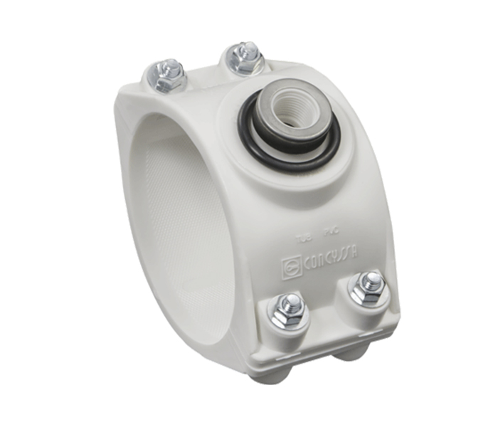 ABRAZADERA 2 CPOS. TERMOP. PP - PVC 110 X DN15 - RP 3/4" - CONCYSSA