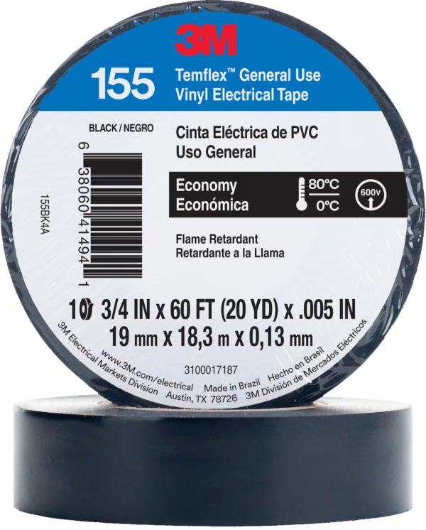 CINTA AISLANTE PEQUEÑA 155 19mm X 18.3mts X 0.13mm NEGRA - 3M