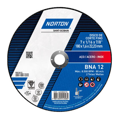 DISCO CORTE METAL 7" X 1.6MM 1/16 X 7/8 - NORTON
