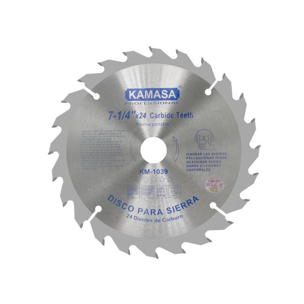 DISCO CORTE P/MADERA 7-1/4" 24 DIENTES (180MM) - KAMASA