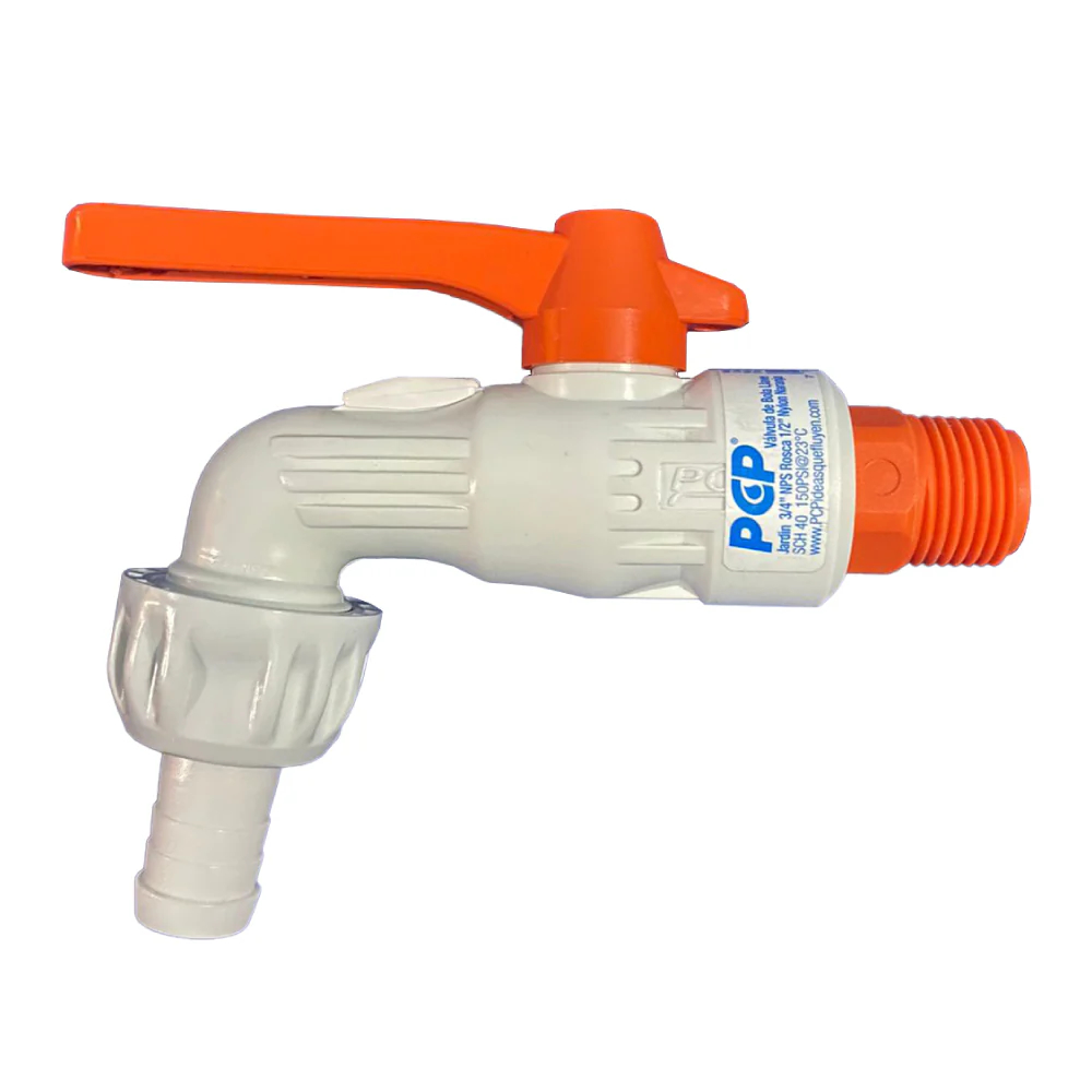 GRIFO JARDIN 3/4" NPS X 1/2" (NARANJA CON BLANCO) - PCP