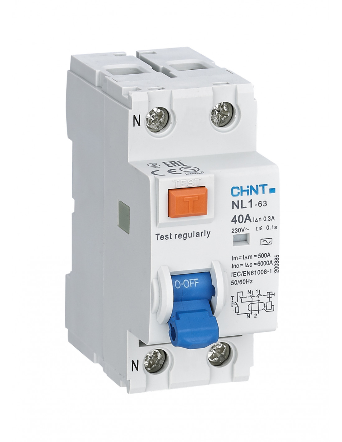INTERRUPTOR DIFERENCIAL NL1 - 63. 2P. 30 MA. 63 A - CHINT