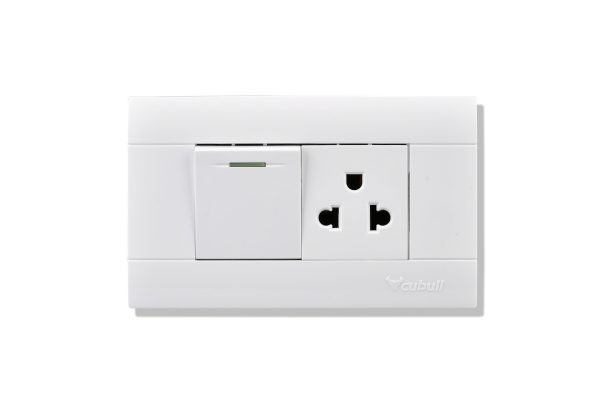INTERRUPTOR MIXTO + 1 TOMA + TIERRA UNIVERSAL A3-027 (BLANCO) - CUBULL