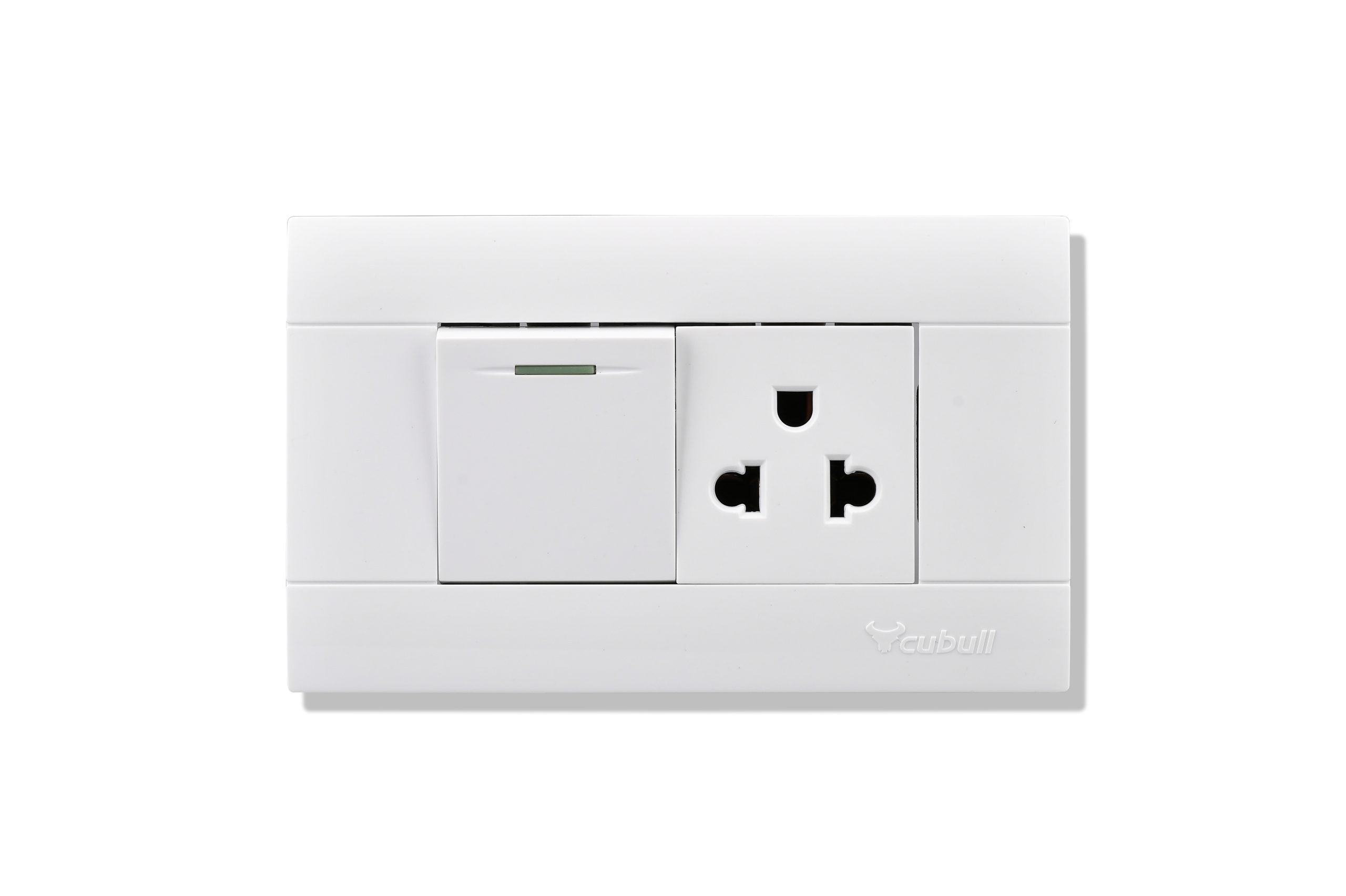INTERRUPTOR MIXTO + 1 TOMA + TIERRA UNIVERSAL A3-027 (BLANCO) - CUBULL