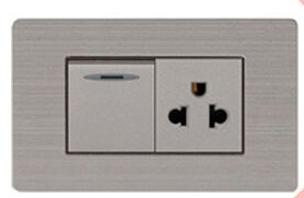 INTERRUPTOR MIXTO + 1 TOMA + TIERRA UNIVERSAL A5-027 (GRIS) - CUBULL