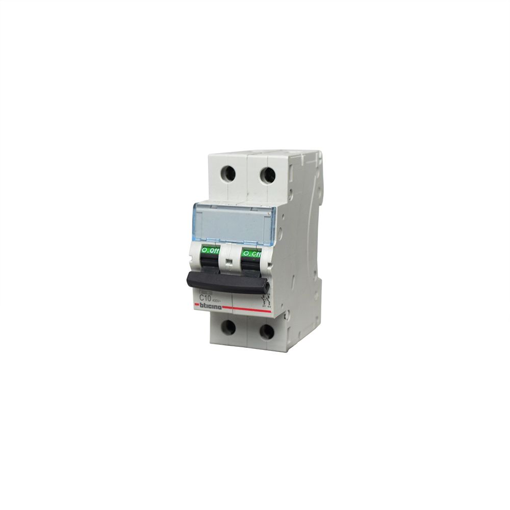 INTERRUPTOR TERMOMAGNETICO BTDIN ESTANDAR 2 X 10A CURVA C 10/6KA 220/400VAC - BTICINO