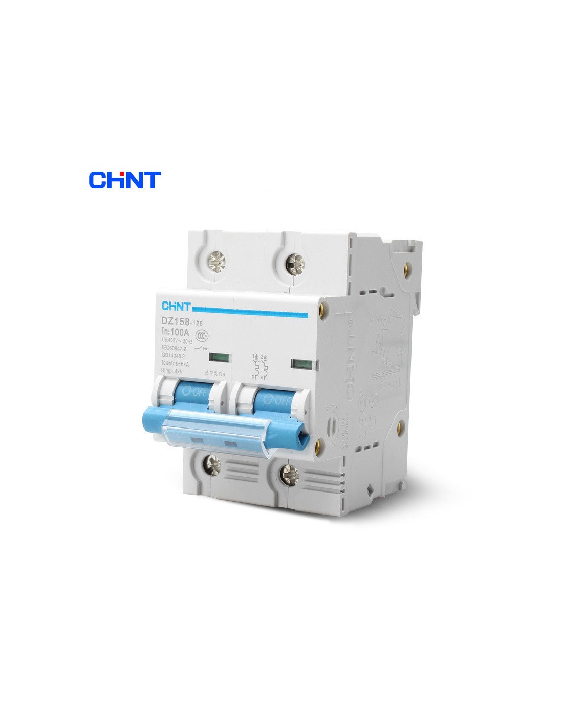 INTERRUPTOR TERMOMAGNETICO. DZ158 - 125 2P 80A. 10KA - CHINT