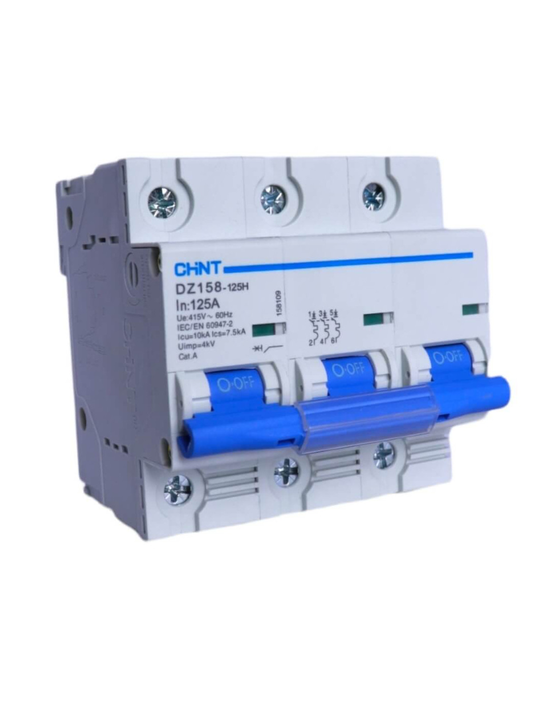 INTERRUPTOR TERMOMAGNETICO. DZ158 - 125 3P 100A. 10KA - CHINT
