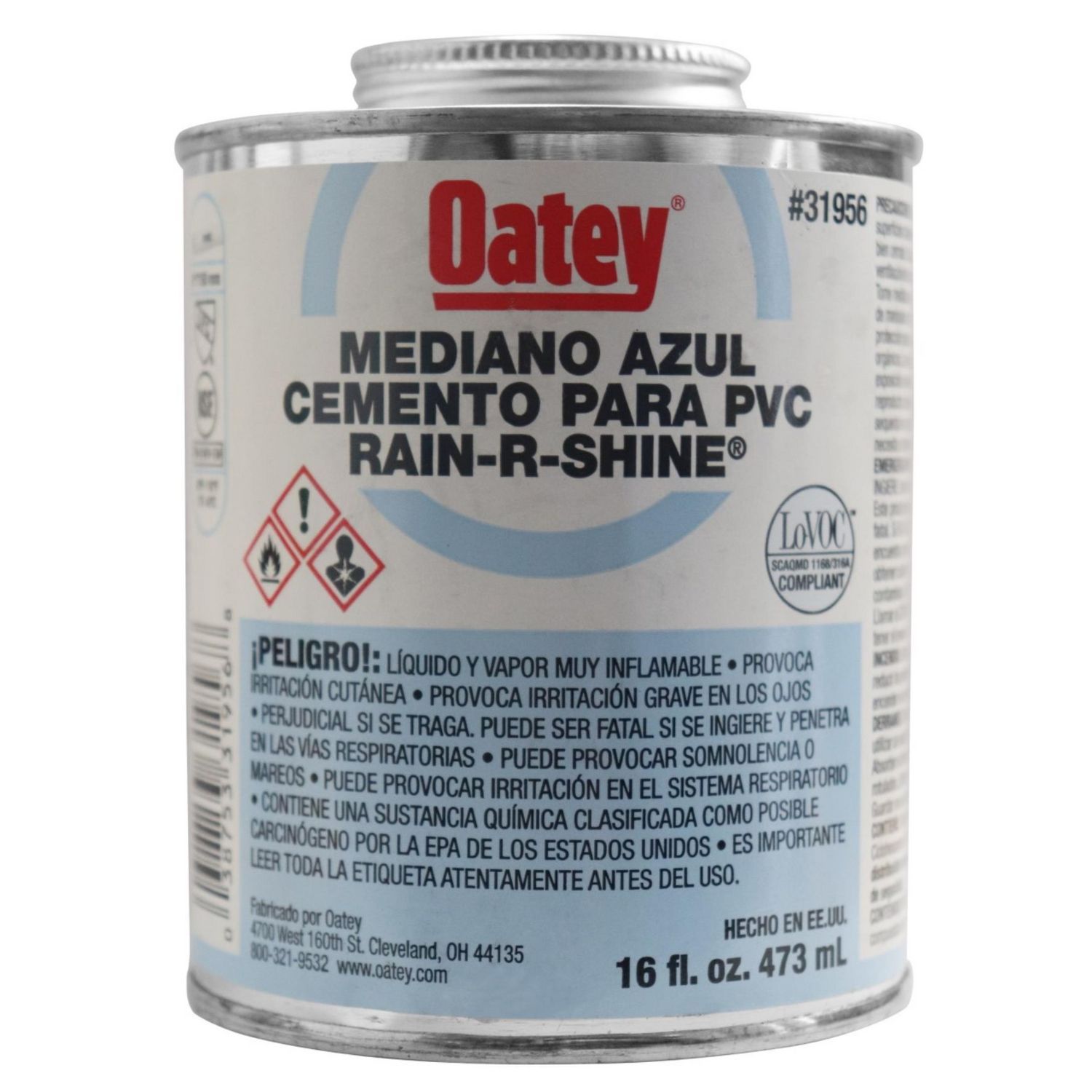 PEGAMENTO MED. DENS. RAIN-R-SHINE 118ML 4 OZ ( 1/32 GLN) AZUL - OATEY