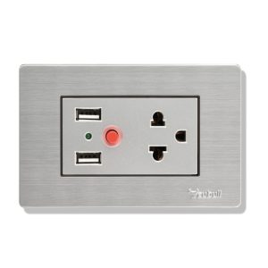 TOMACORRIENTE + TIERRA UNIVERSAL + 2 USB A5-032 (GRIS) - CUBULL