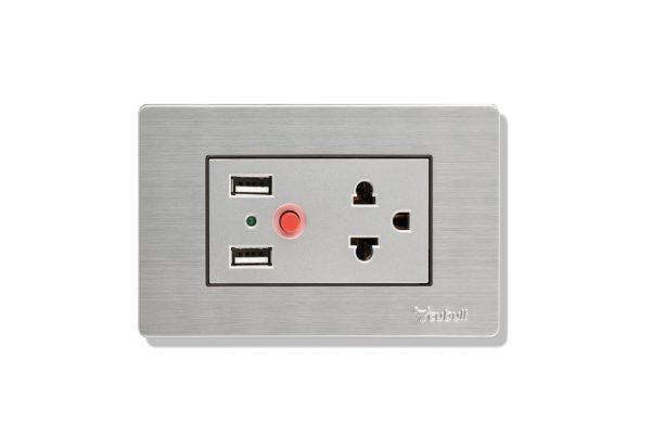 TOMACORRIENTE + TIERRA UNIVERSAL + 2 USB A5-032 (GRIS) - CUBULL