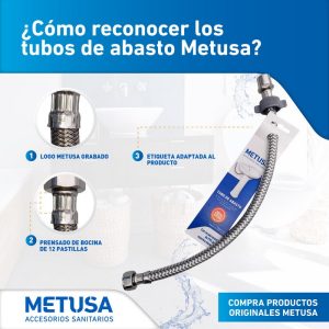TUBO DE ABASTO DE HILO TRENZADO DE FIBRA PE 1/2" X 1/2" X 40CM - METUSA